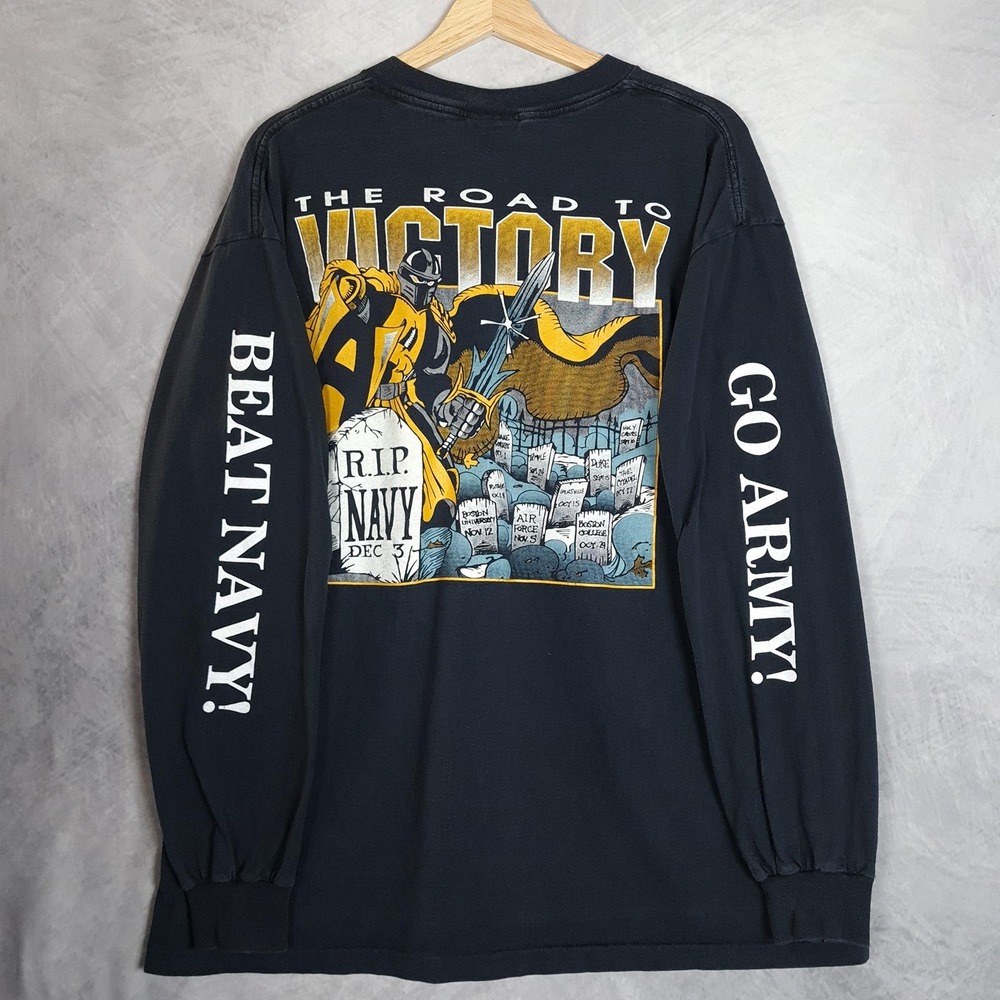 Vntg Army Black Knights Shirt Mens XXL Black NCAA Football Single Stitch 90s